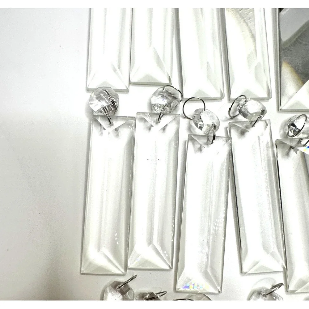 Crystal Chandelier Prisms Replacements Craft Set 40 Pc Dangle Silver Rings